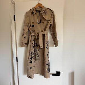 Rare Burberry sketch graffiti trench coat.